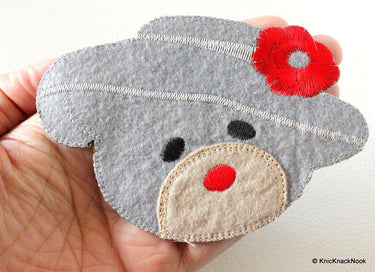 1 x Gray Bear Embroidered Applique Patch